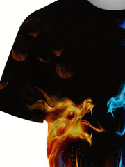 Flame Phoenix 3D Print Boys T-shirt Lightweight Short Sleeve Tee