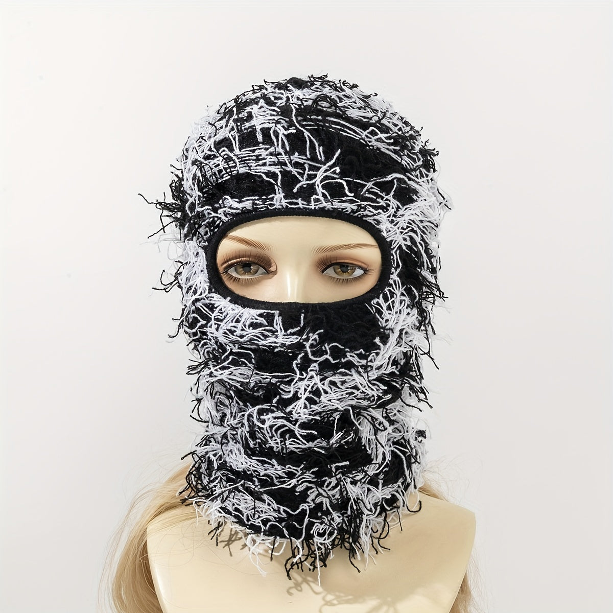 Y2K Camo Balaclava Ski Mask - Full Cover Knit Headgear for Men Women
