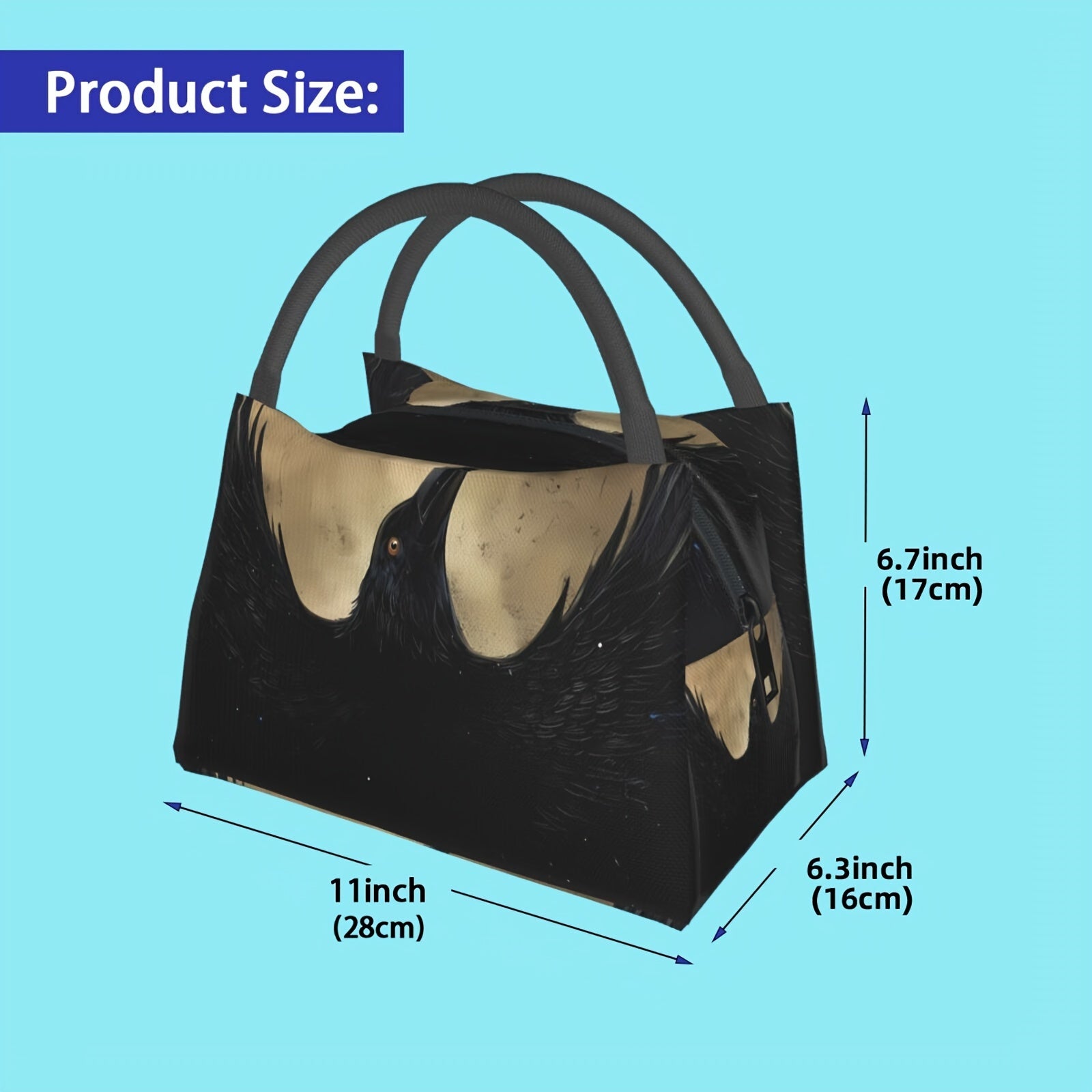 Crow Pattern Portable Cooler Bag Insulated Lunch Tote for Camping Picnic Beach