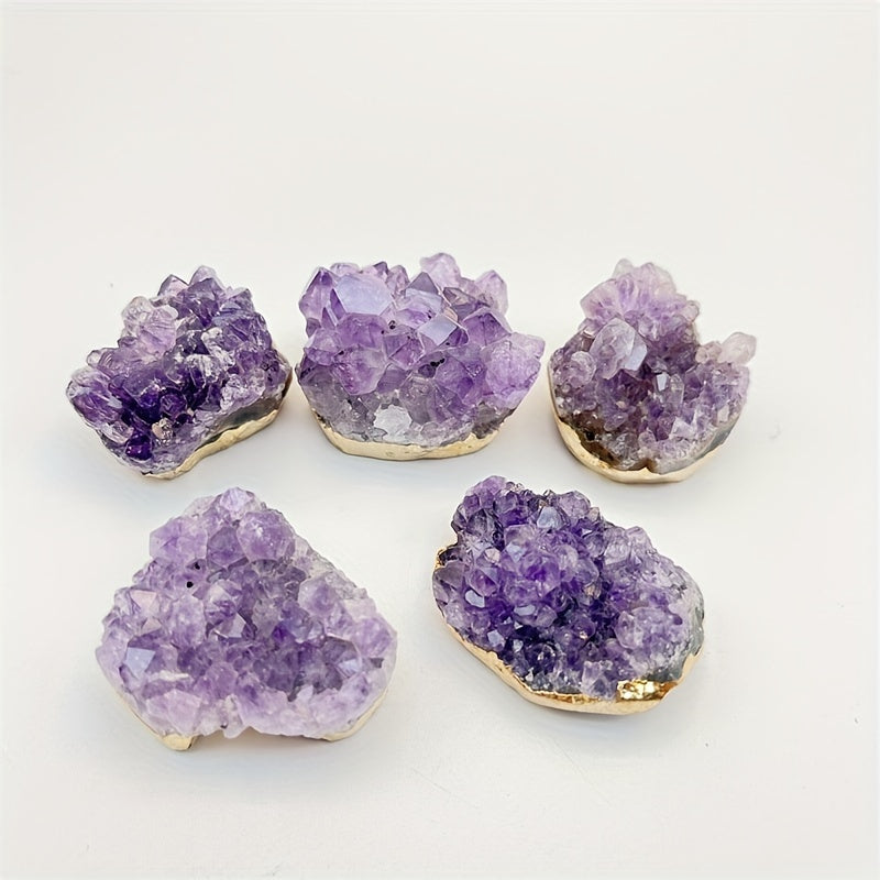 Golden Plated Amethyst Cluster Natural Mineral Specimen