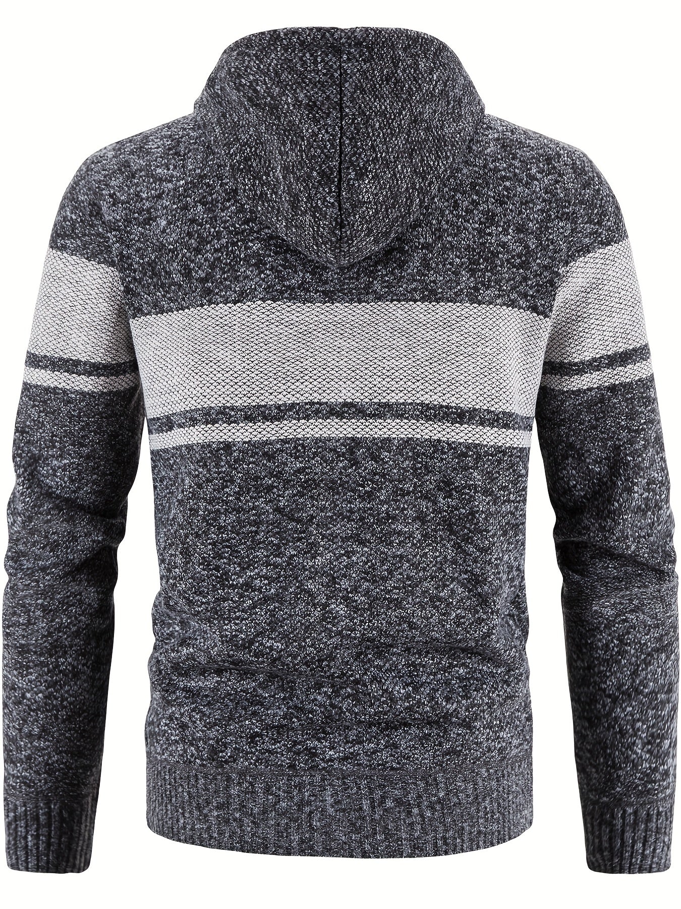 Men's Warm Block Fleece Hooded Jacket Zip Up Cardigan