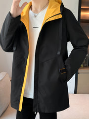 Men's Mid Length Casual Hooded Jacket