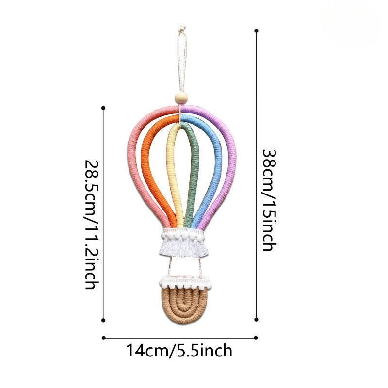 Nordic Rainbow Hot Air Balloon Wall Hanging with Tassel