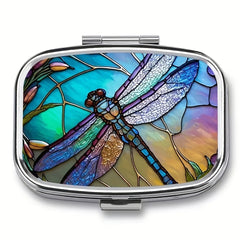 Dragonfly Pill Organizer Metal Medicine Case Waterproof Pocket Size for Travel
