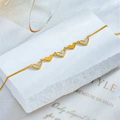Stainless Steel Heart Pendant Bracelet Golden Anklet