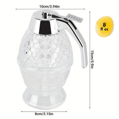 Clear Glass Honey Dispenser with Dipper Easy Squeeze Bottle Kitchen Supplies