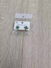 4 Leaf Clover Stud Earrings Minimalist Style Stainless Steel 14K Plated