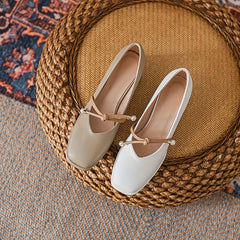 Women's Faux Pearl Chunky Low Heels Pumps