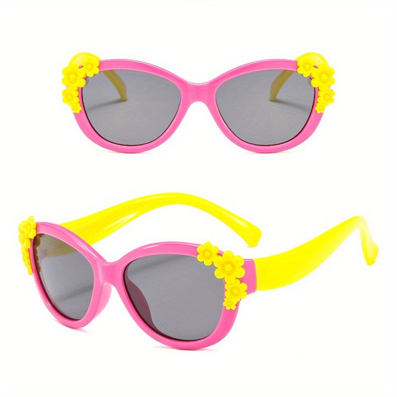 Silicone Kids Sunglasses Polarized Colorful Flower Baby Glasses