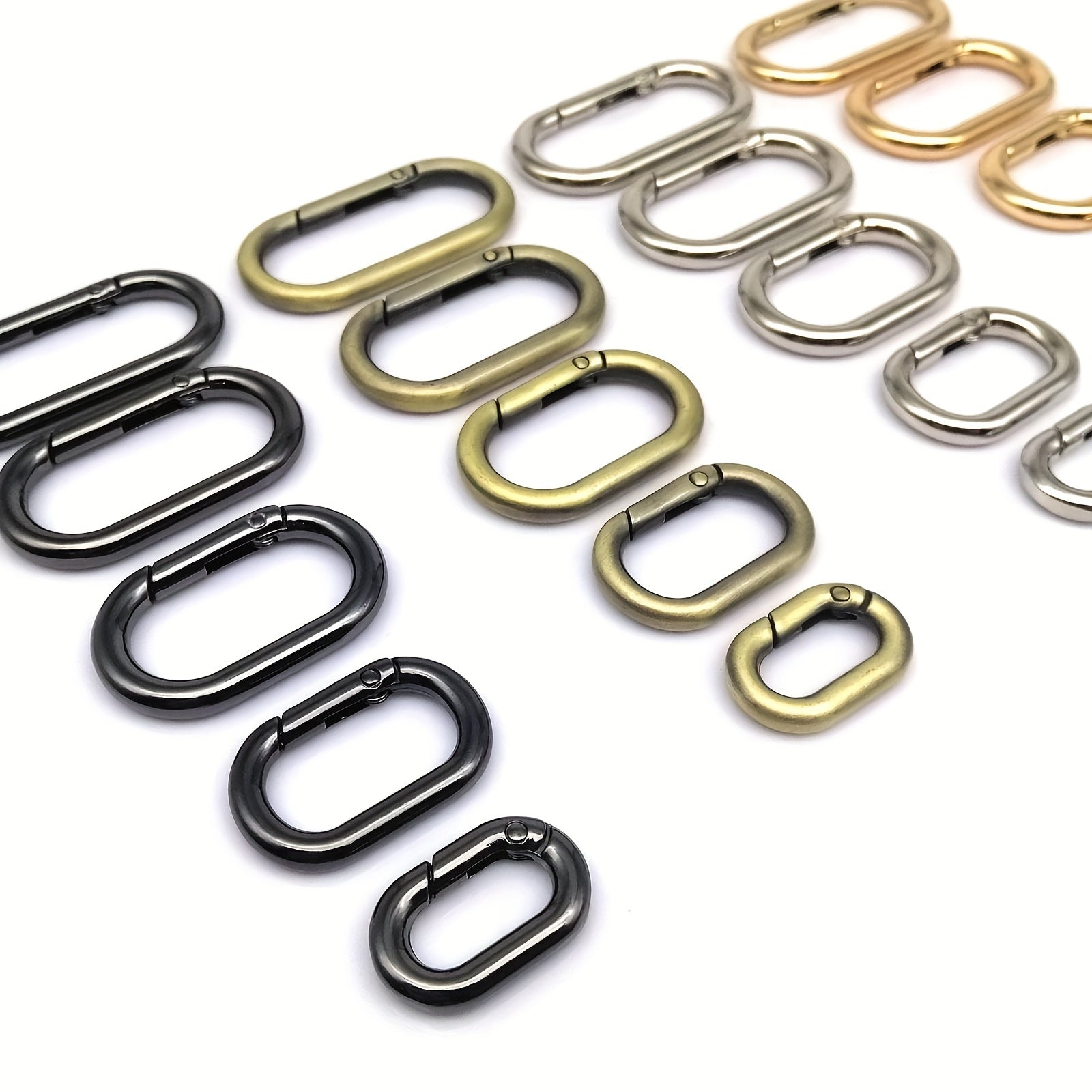 2Pcs Metal Oval Ring Spring Clasps Carabiner Keychain Bag Clips Hook
