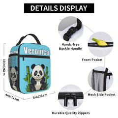 Personalized Panda Lunch Bag with Name Insulated