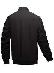 Men's Stand Collar Zip Up Windbreaker Jacket for Outdoor Activities