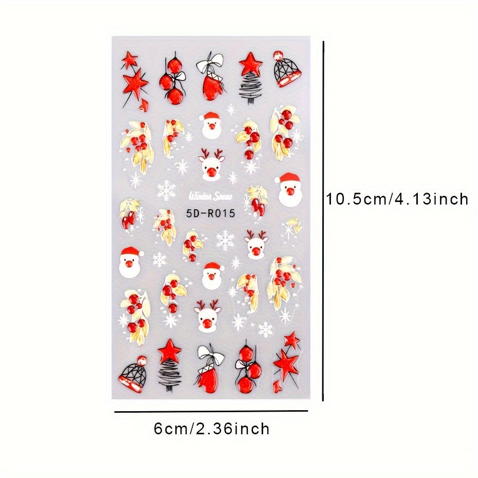 Christmas Nail Art Stickers Snowflakes Elk Santa