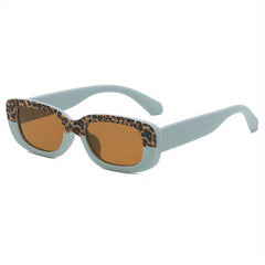 UV400 Macaron Narrow Frame Leopard Print Kids Sunglasses