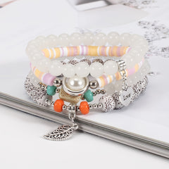 Colorful Beaded Bracelet Set Boho Style Hand Jewelry for Women
