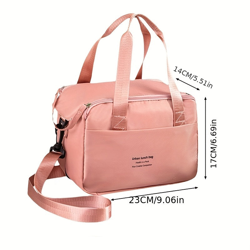 Pink Insulated Lunch Bag Reusable Leak Proof Bento Box with Adjustable Strap