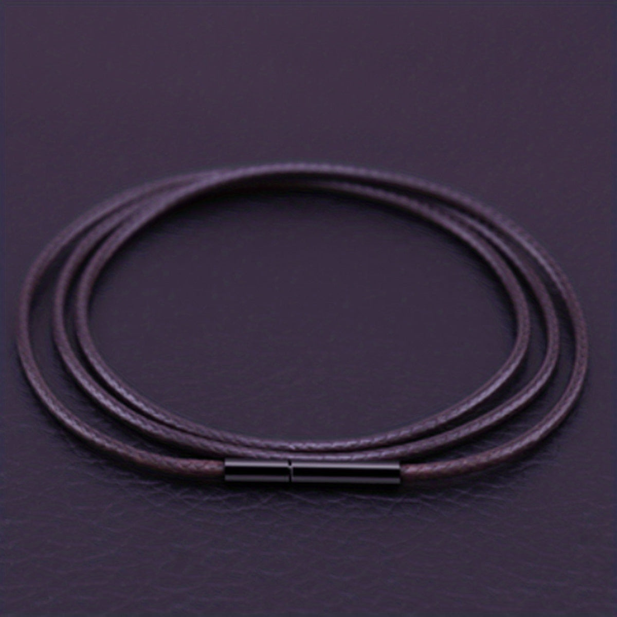 Men's 3mm Wax Leather Cord Necklace with Stainless Steel Buckle