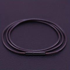 Men's 3mm Wax Leather Cord Necklace with Stainless Steel Buckle
