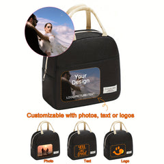 Custom Photo Logo Polyester Lunch Bag Waterproof Insulated Tote
