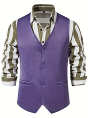 Men's Casual Slim Fit Western Vest Jacket V Neck Sleeveless Waistcoat