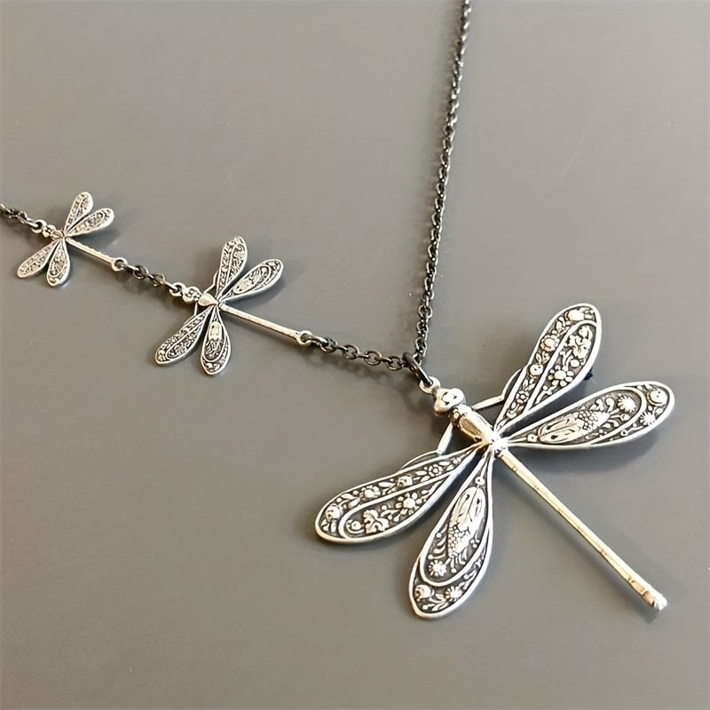 Vintage Dragonfly Pendant Necklace For Women Bohemian Charm Necklace