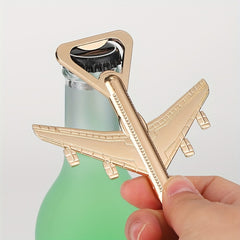 Golden Metal Airplane Bottle Opener - Travel & Party Gift