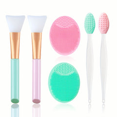 Facial Cleansing Brush Set Manual Silicone Face Mask Brush Lip Scrub Brush
