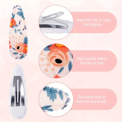 18pcs Floral Print Hair Clips Non Slip Snap Hairpins Barrettes for Baby Girls