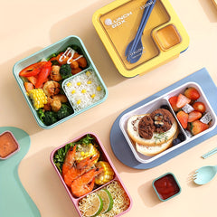 3pcs Heart Leaf Lunch Box Set Insulated Bag Storage Bag Grey Pink Green