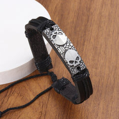 Men's Vintage Skull Leather Bracelet