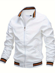 Men's Stand Collar Windbreaker Jacket for Spring Autumn