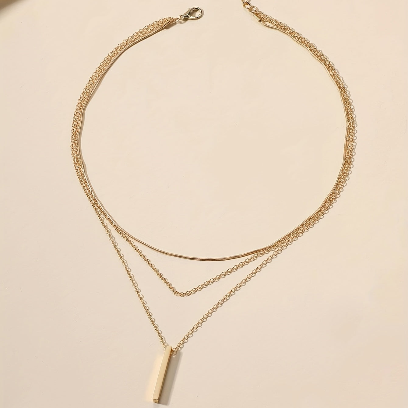 Geometric Pendant Necklace 18K Plated Jewelry