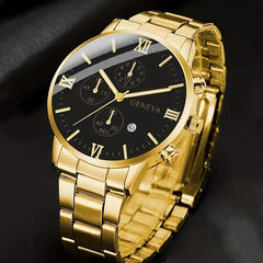 Men's Quartz Watch & Bracelet Set