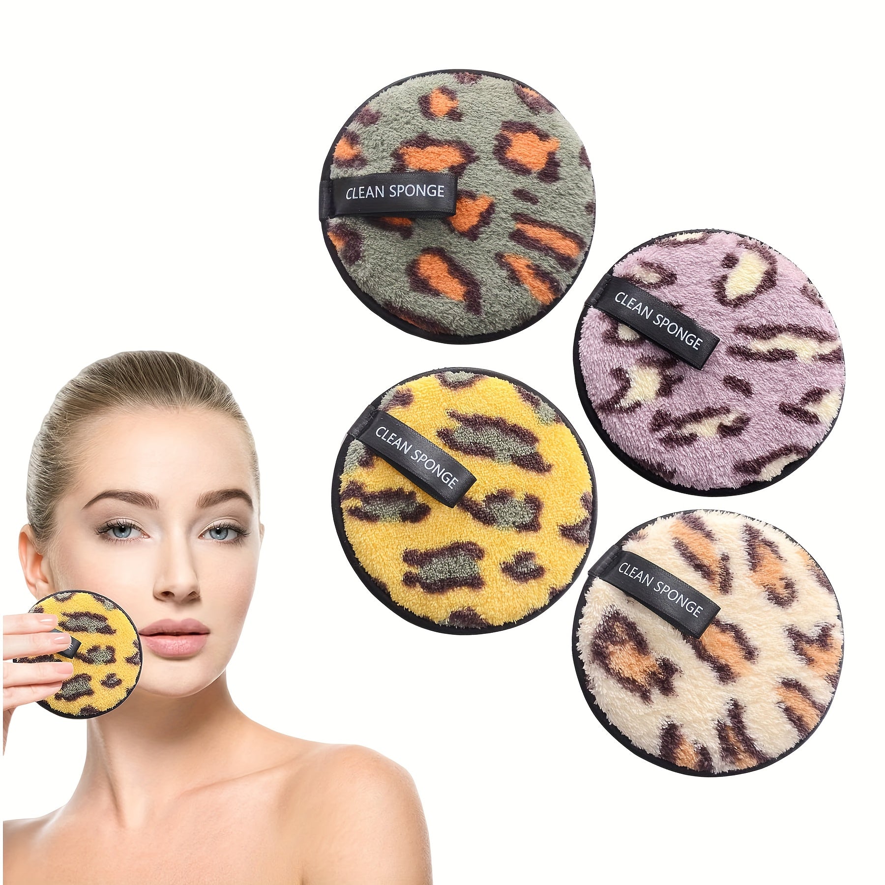 2pcs 4pcs Reusable Makeup Remover Pads Leopard Cleansing Facial