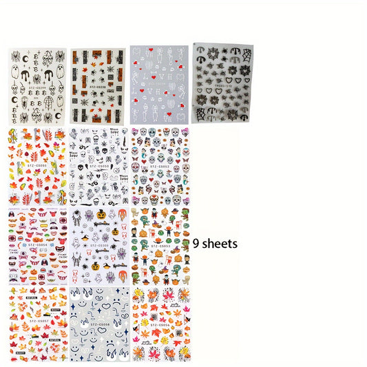 Halloween Nail Art Stickers 3D Self Adhesive Designs