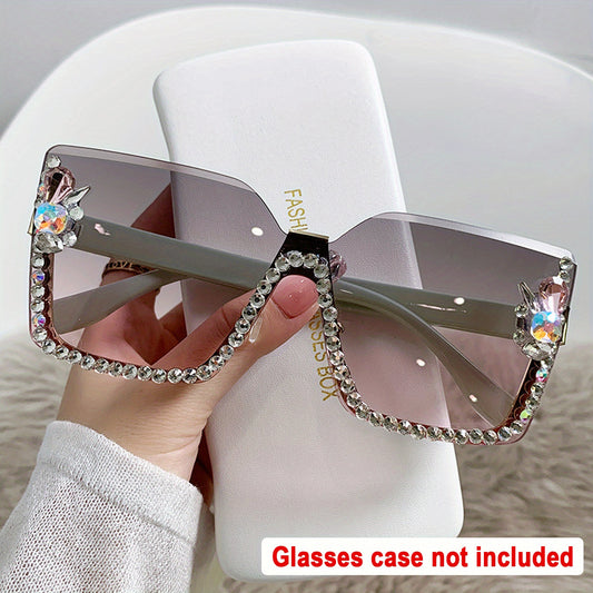 Rhinestone Rimless Gradient Sunglasses UV400