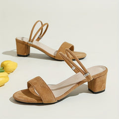 Women's Chunky Heeled Sandals Open Toe Slip On Mid Heels Two way Wear