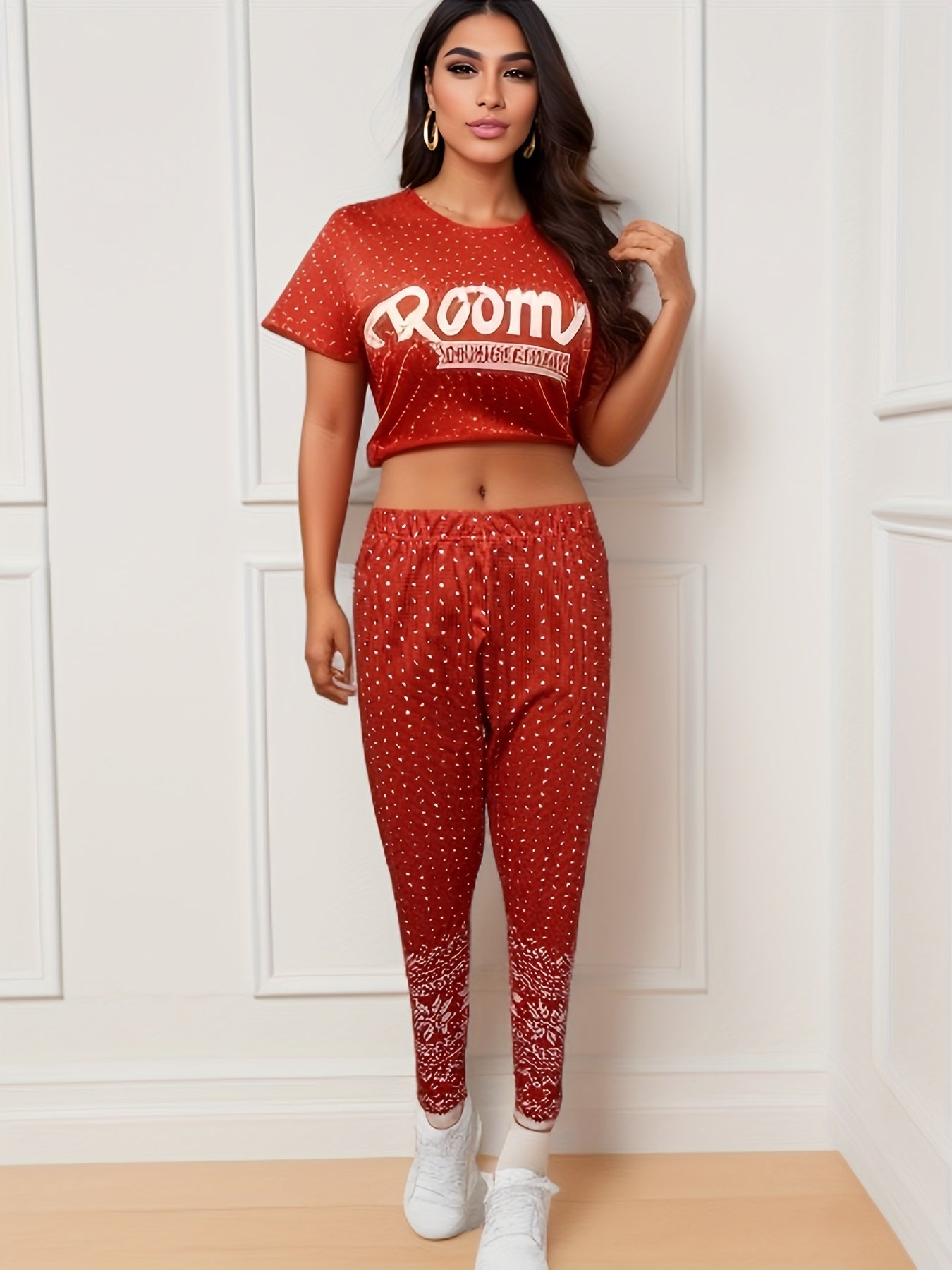 Heart & Snowflake Print High Rise Leggings