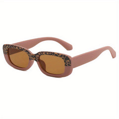 UV400 Macaron Narrow Frame Leopard Print Kids Sunglasses