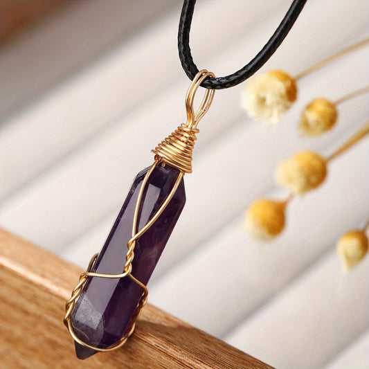 12 Colors Hexagon Pendant Necklace Crystal Lucky Stone Graduation Gift