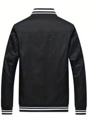 Men's Casual Baseball Collar Zip Up Jacket Coat For Spring Fall