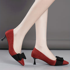 Women's Bowknot Stiletto Heels Pointed Toe High Heel Shoes