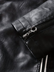 Men's Vintage Leather Jackets Fleece Outwear Casual Motorcycle