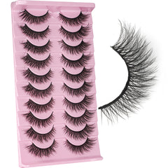 10 Pairs Fluffy 3D Faux Mink Eyelashes Soft Natural Extensions Dramatic Makeup