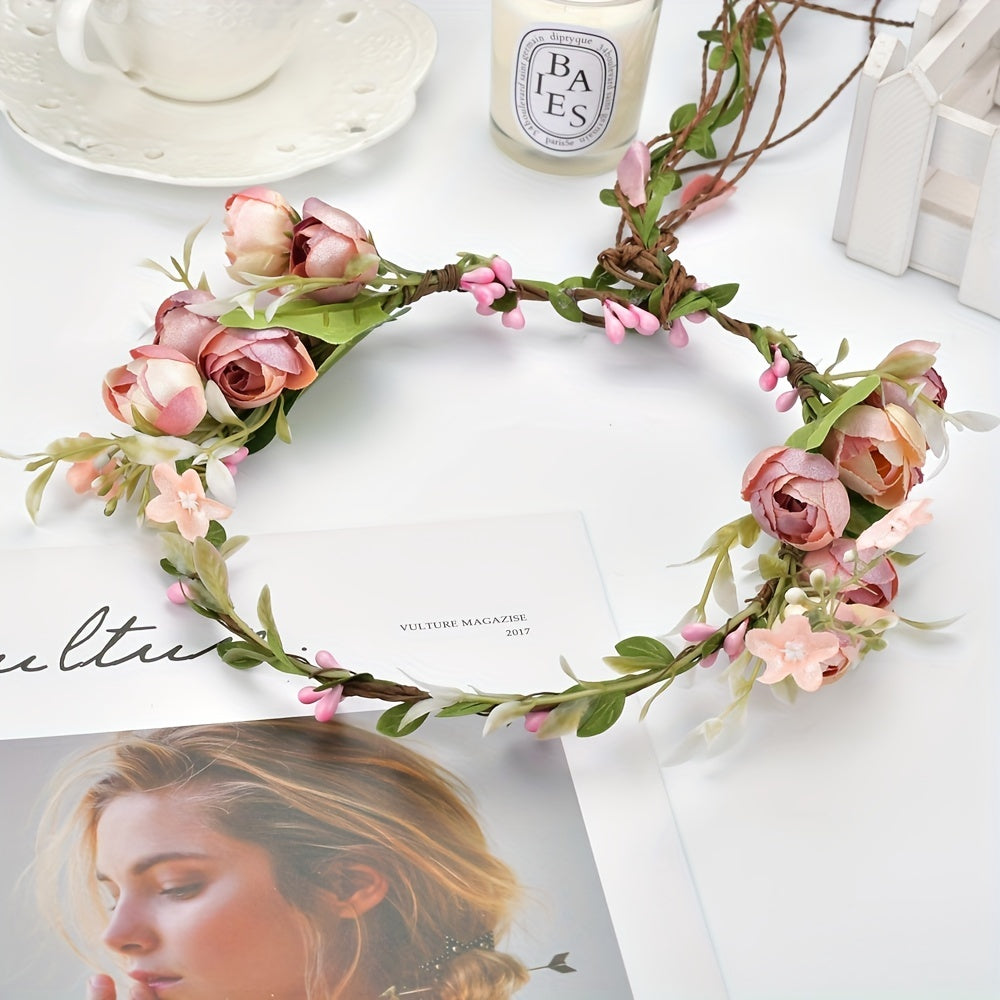 Girl's Fairy Fabric Faux Garland Christmas Party Headdress