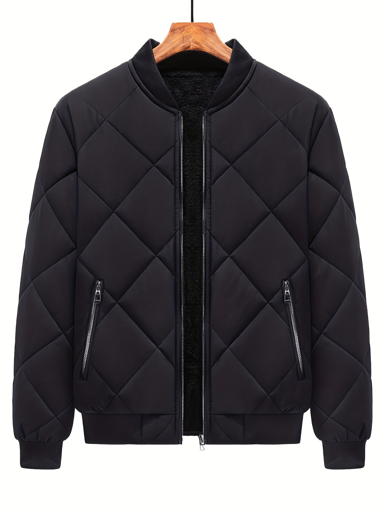 Men's Warm Fleece Baseball Collar Zip Up Jacket Coat