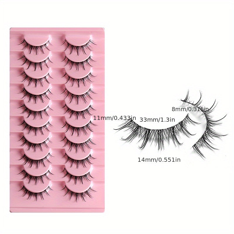 10 Pairs Cat Eye Lashes w/ Transparent Stems