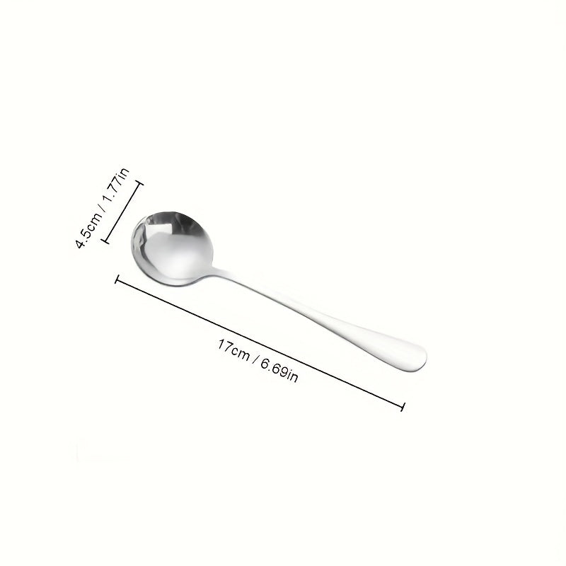 6pcs Stainless Steel Soup Spoons Round Dinner Table Spoons