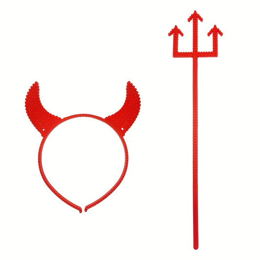 Devil Halloween Costume Headband & Pitchfork Set for Girls