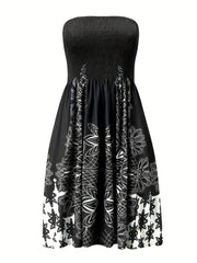 Floral Off Shoulder Midi Dress Casual Pleated - Women's Clothing